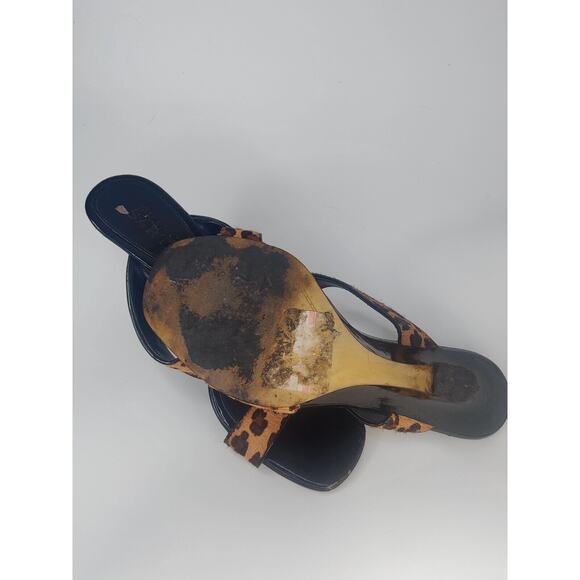 Vintage Leopard Print Wedge Sandals Sz 7.5 - Picture 7 of 9
